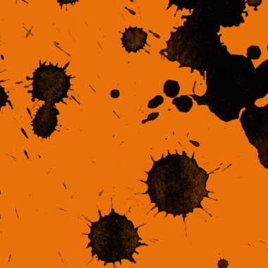 Soyut siyah boya doku turuncu zemin üzerine splatters