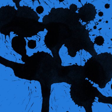 mavi arka plan doku soyut siyah boya splatters