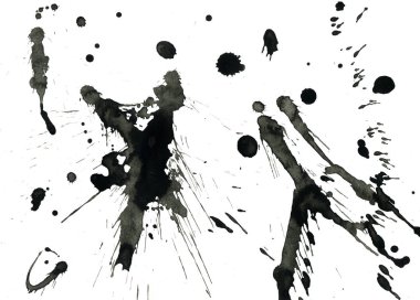 Beyaz arka plan doku soyut siyah boya splatters