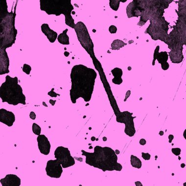 Soyut siyah boya doku pembe bir arka plan üzerinde splatters