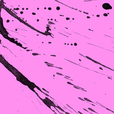 Soyut siyah boya doku pembe bir arka plan üzerinde splatters
