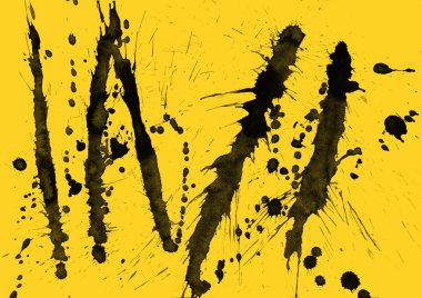 sarı arka plan doku soyut siyah boya splatters