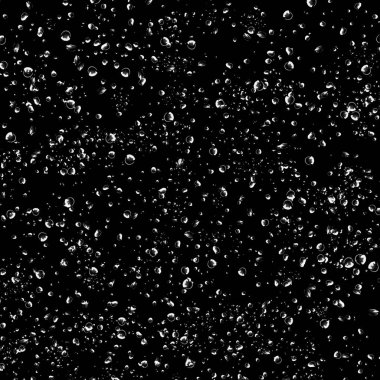 Siyah arka plan üzerine beyaz su kabarcıkları izole. Su damla yağmur. Sualtı oksijen.