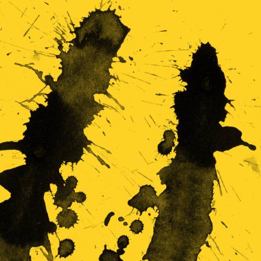 sarı arka plan doku soyut siyah boya splatters