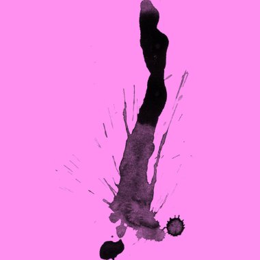 Soyut siyah boya doku pembe bir arka plan üzerinde splatters