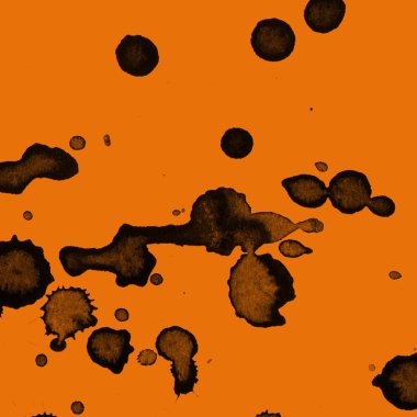 Soyut siyah boya doku turuncu zemin üzerine splatters