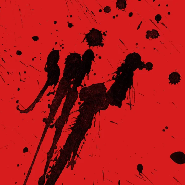 Abstract Black Paint Splatters Texture Red Background — Stock Photo, Image