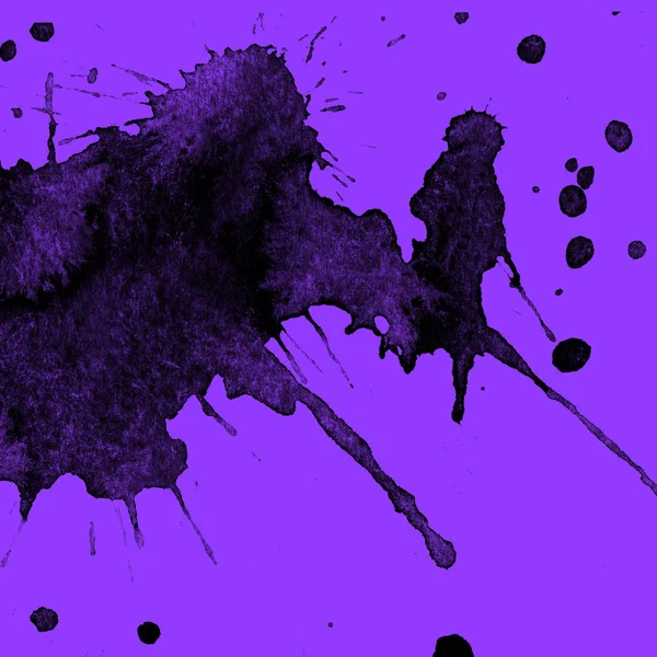 Abstract Black Paint Splatters Texture Purple Background — Stock Photo, Image