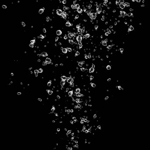 Изолированные Белые Пузыри Воды Черном Фоне Капли Дождевой Воды Подводный — стоковое фото