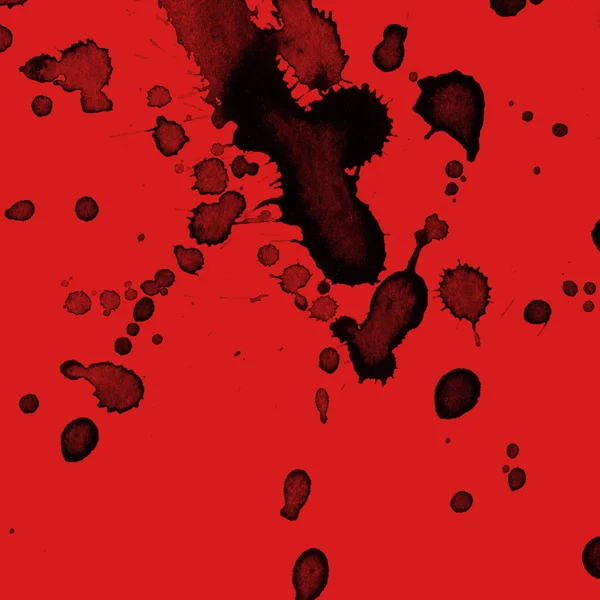 Abstract Black Paint Splatters Texture Red Background — Stock Photo, Image