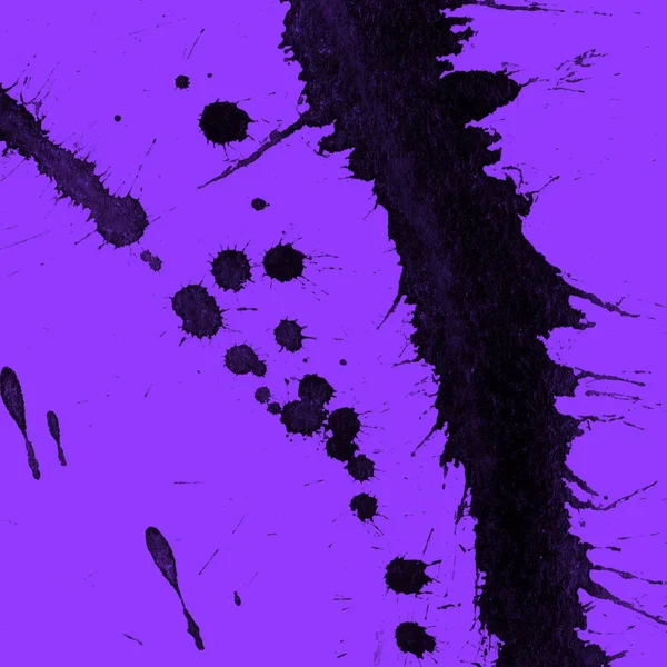 Abstrakte Schwarze Farbe Spritzt Textur Auf Lila Hintergrund — Stockfoto