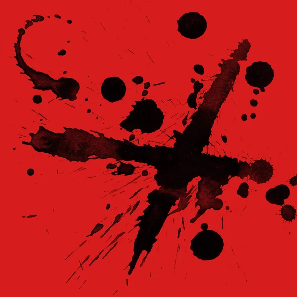 Abstract Black Paint Splatters Texture Red Background — Stock Photo, Image