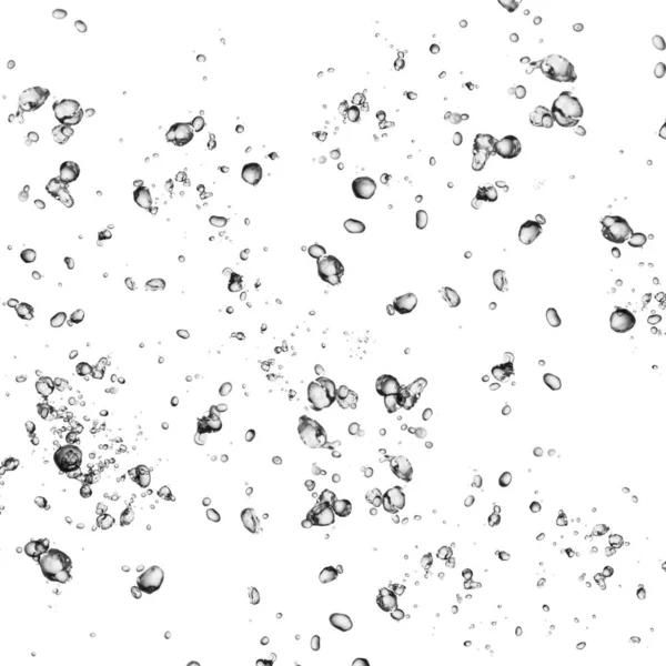 Isolated water bubbles on white background.