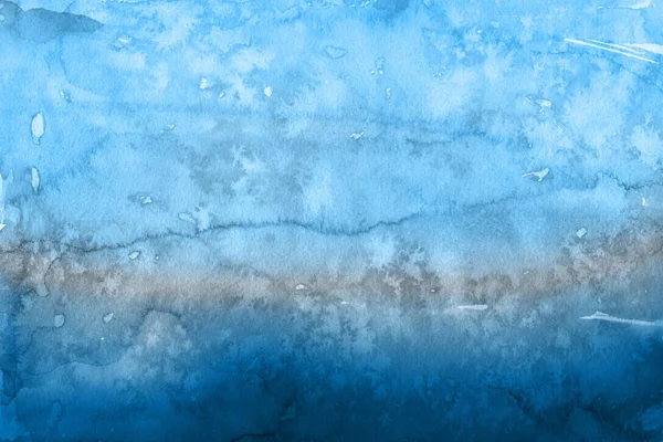 Blauwe Aquarel Verf Abstracte Achtergrond Van Papier — Stockfoto