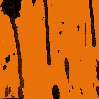 Soyut siyah boya doku turuncu zemin üzerine splatters