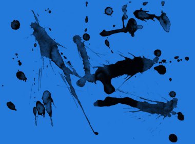 mavi arka plan doku soyut siyah boya splatters