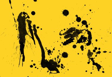 sarı arka plan doku soyut siyah boya splatters