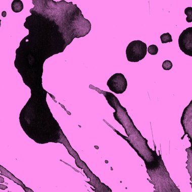 Soyut siyah boya doku pembe bir arka plan üzerinde splatters