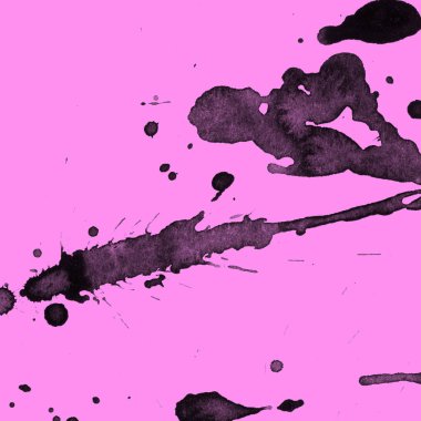 Soyut siyah boya doku pembe bir arka plan üzerinde splatters
