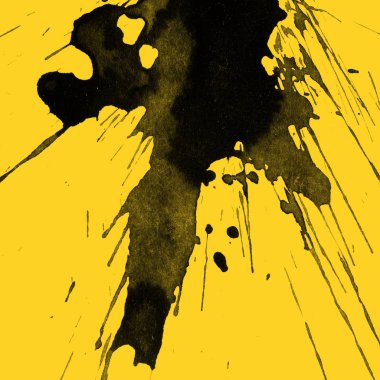 sarı arka plan doku soyut siyah boya splatters