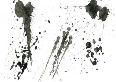 Beyaz arka plan doku soyut siyah boya splatters