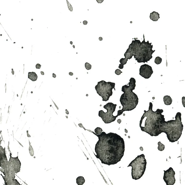 Abstrait Noir Peinture Éclaboussures Texture Sur Fond Blanc — Photo