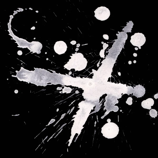 Abstract White Paint Splatters Texture Black Background — Stock Photo, Image