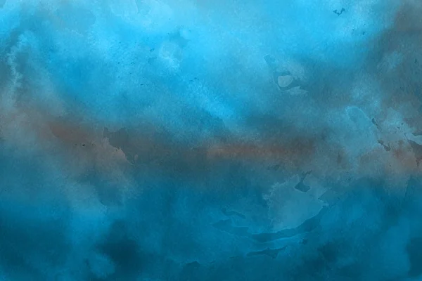 蓝色水彩画在纸抽象背景 — 图库照片