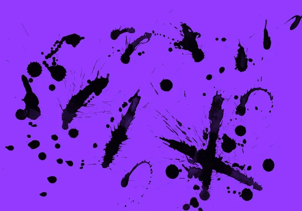 Abstract Black Paint Splatters Texture Purple Background — Stock Photo, Image