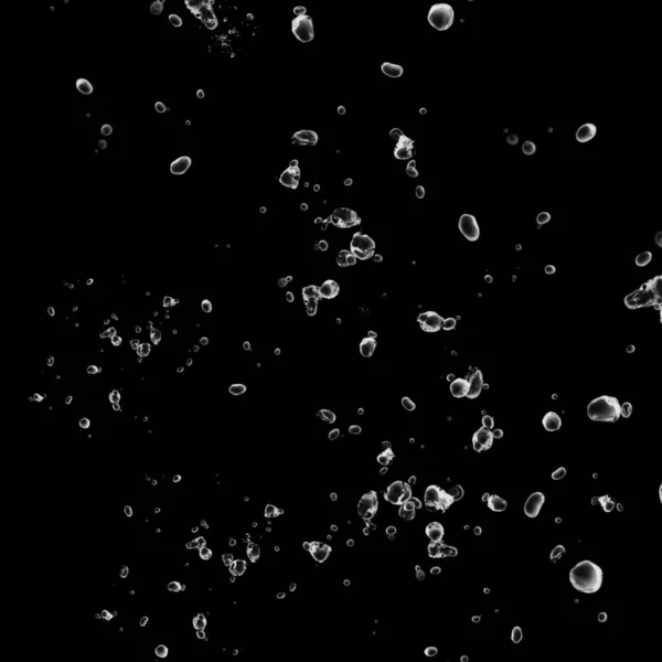 Burbujas Agua Blanca Aisladas Sobre Fondo Negro Gotas Agua Lluvia —  Fotos de Stock