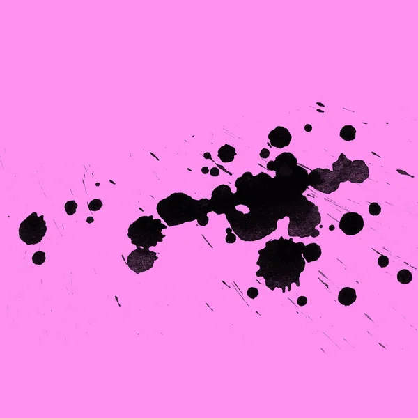 Abstraktní Černá Barva Stříkance Textury Růžovém Pozadí — Stock fotografie