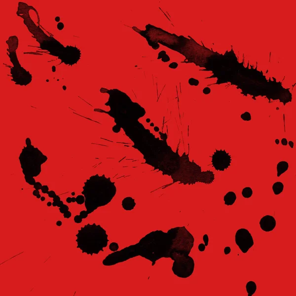 Abstract Black Paint Splatters Texture Red Background — Stock Photo, Image