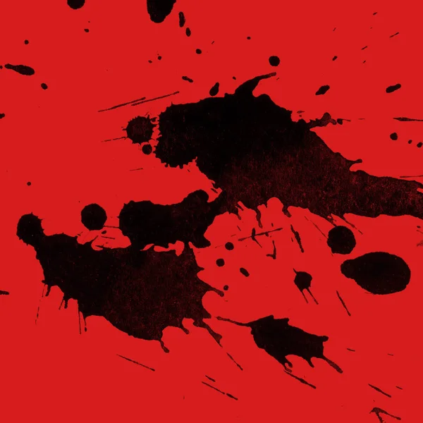 Abstrakt Svart Färg Splatters Textur Röd Bakgrund — Stockfoto