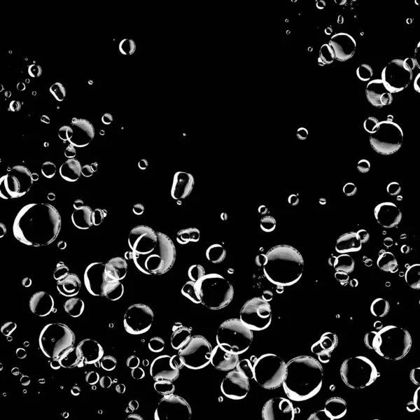 Izolované Vodní Bubliny Černém Pozadí Déšť Kapky Vody Kyslík Pod — Stock fotografie