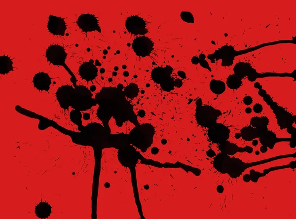 Abstract Black Paint Splatters Texture Red Background — Stock Photo, Image