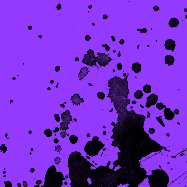 Αφηρημένο Μαύρο Χρώμα Splatters Υφή Μοβ Φόντο — Φωτογραφία Αρχείου