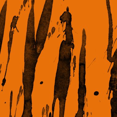 Soyut siyah boya doku turuncu zemin üzerine splatters