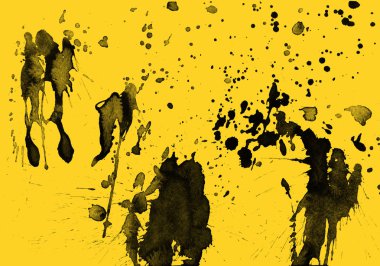 sarı arka plan doku soyut siyah boya splatters