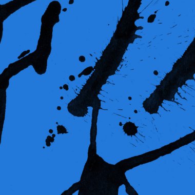 mavi arka plan doku soyut siyah boya splatters