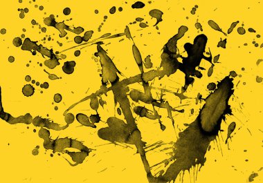 sarı arka plan doku soyut siyah boya splatters
