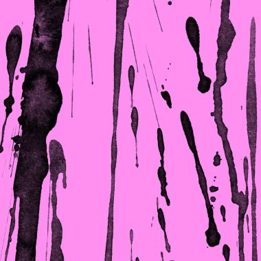 Soyut siyah boya doku pembe bir arka plan üzerinde splatters
