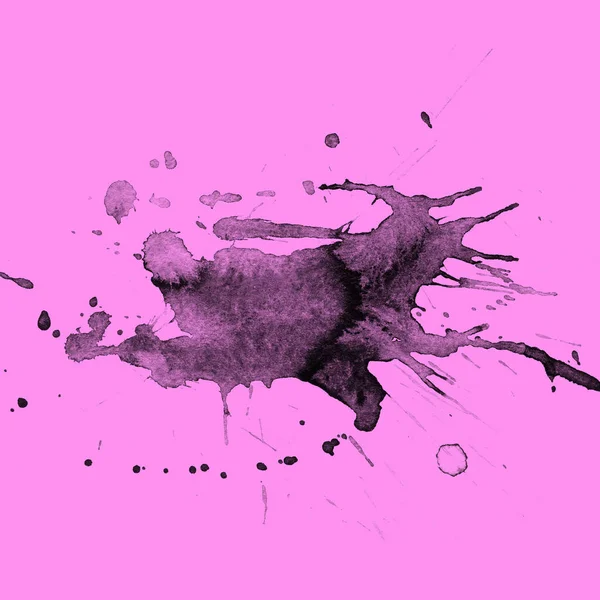 Pintura Negra Abstracta Salpica Textura Sobre Fondo Rosa —  Fotos de Stock