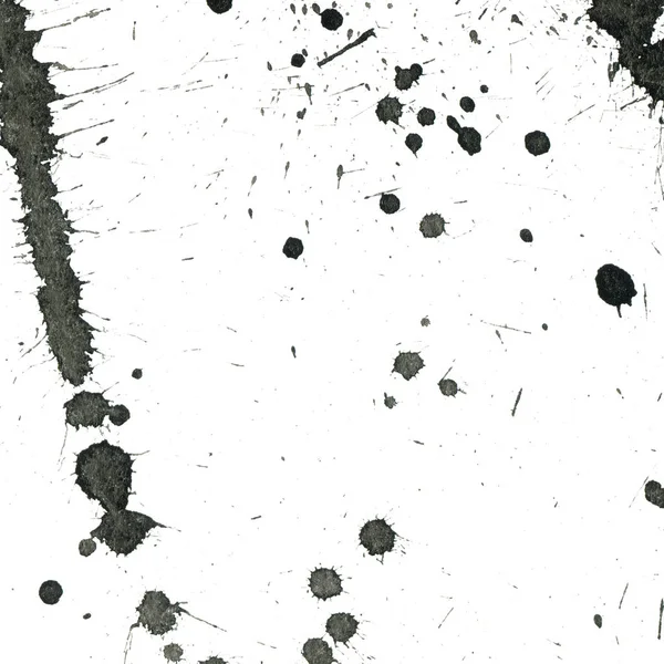 abstract black paint splatters texture on white background