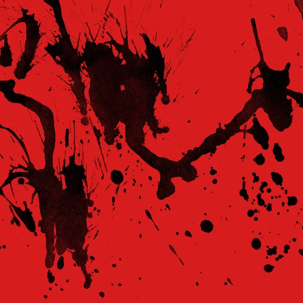 Abstract Black Paint Splatters Texture Red Background — Stock Photo, Image