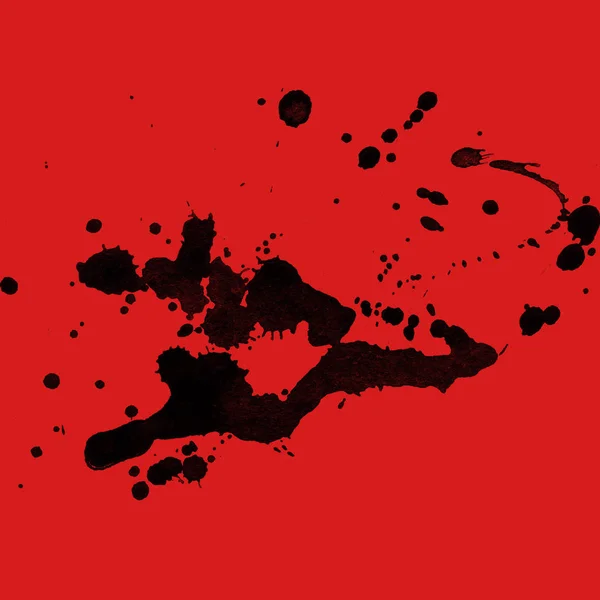 Kırmızı Arka Plan Doku Soyut Siyah Boya Splatters — Stok fotoğraf