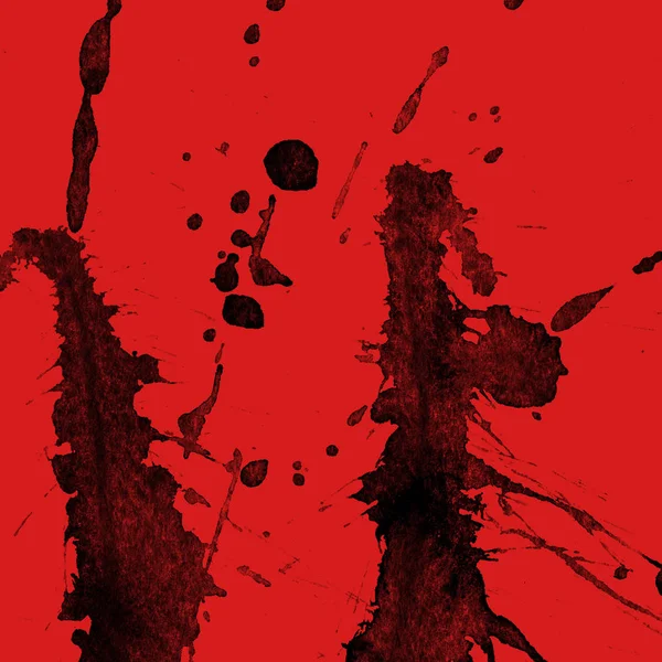 抽象的黑色油漆飞溅纹理在红色背景 — 图库照片