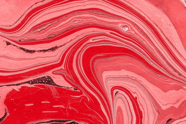 Червоний Мармуровий Фон Текстурою Бризок Фарби — стокове фото