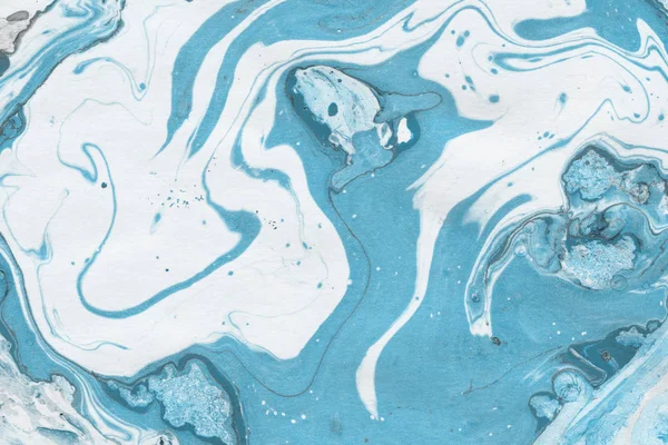 Fundo Mármore Azul Com Pintura Espirra Textura — Fotografia de Stock