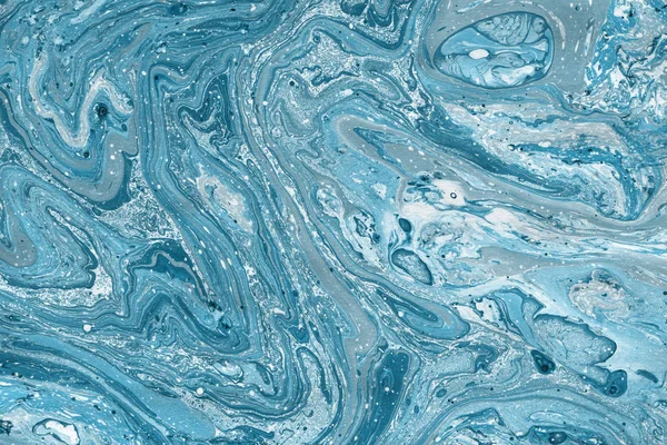 Kék Márvány Háttér Festékkel Vízcseppek Textúra — Stock Fotó