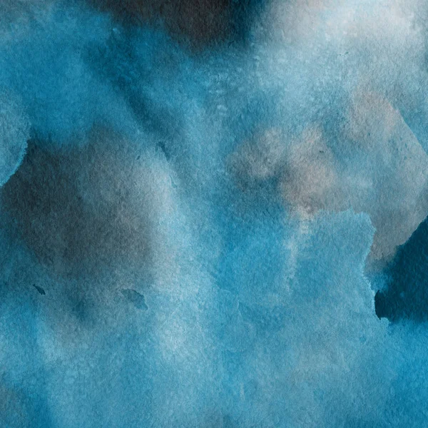 水彩絵の具の質感を持つ青の抽象的な背景 — ストック写真